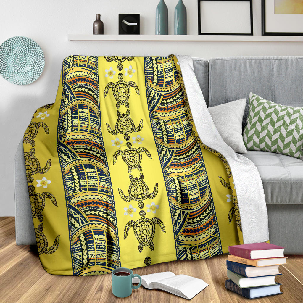 Polynesian Turtle Hawaiian Design Print Fleece Blanket