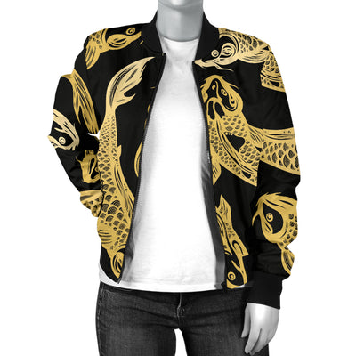 KOI Fish Pattern Print Design 03 Women's Bomber Jacket