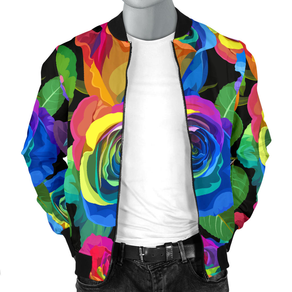 Rose Pattern Print Design RO02 Men Bomber Jacket