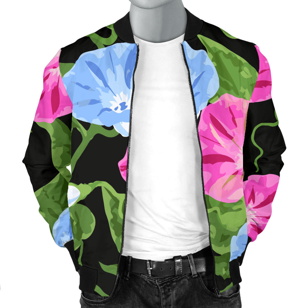 Morning Glory Pattern Print Design MG04 Men Bomber Jacket