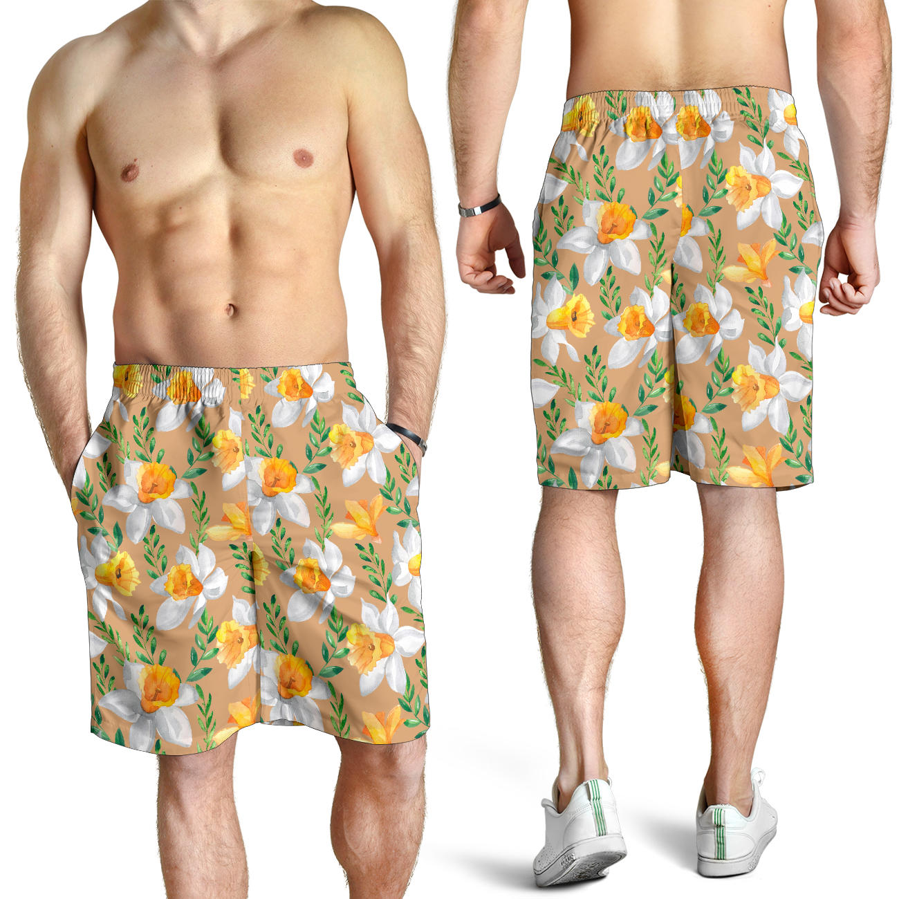 Daffodils Pattern Print Design DF04 Mens Shorts
