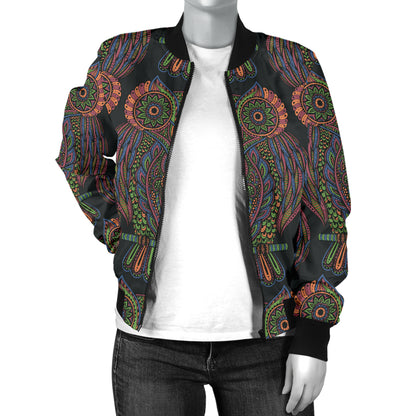 Owl Pattern Print Design A05 Women's Bomber Jacket