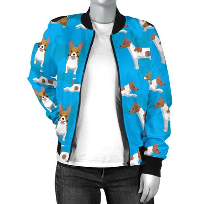 Cardigan Welsh Corgis Pattern Print Design 01 Women's Bomber Jacket
