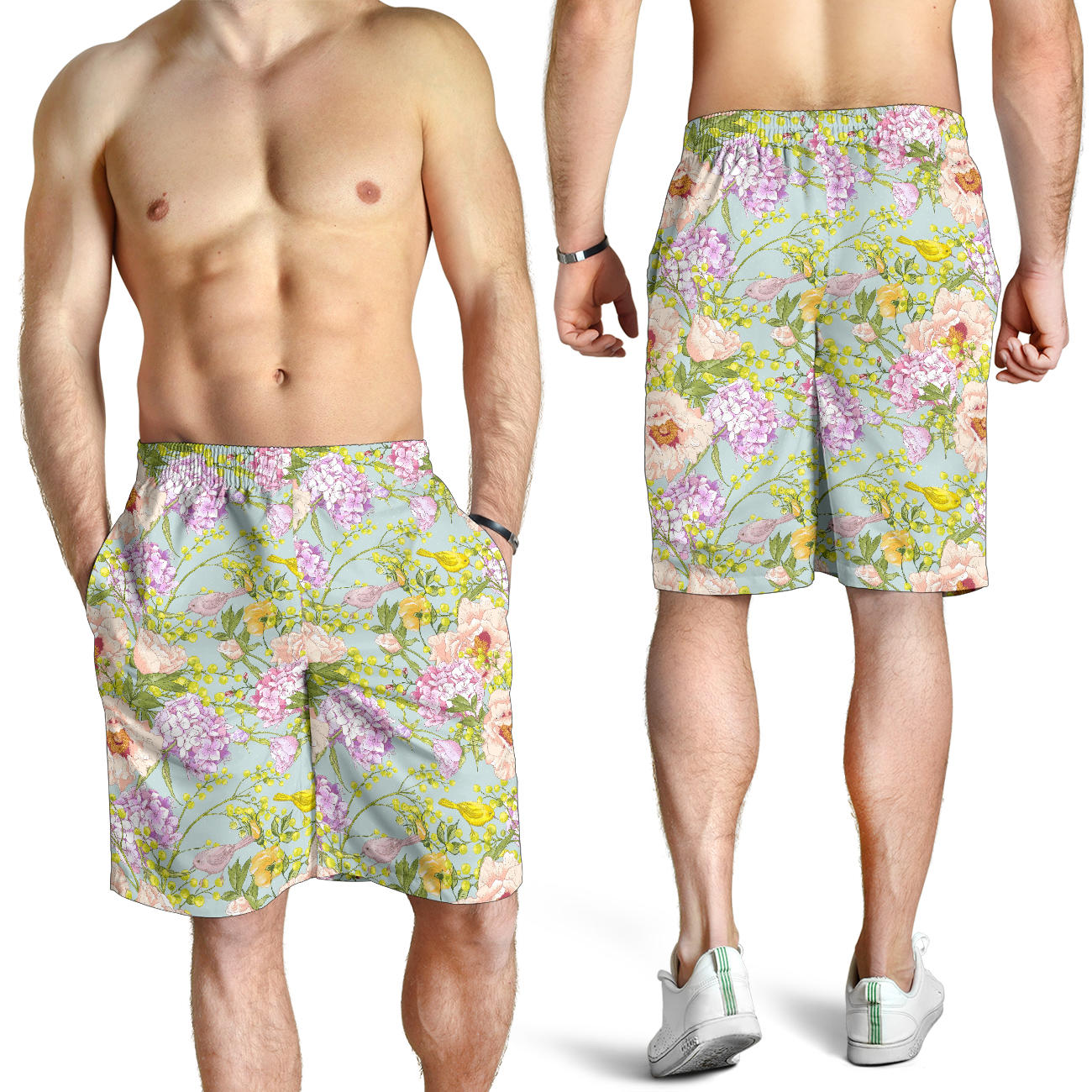 Hydrangea Pattern Print Design HD02 Mens Shorts