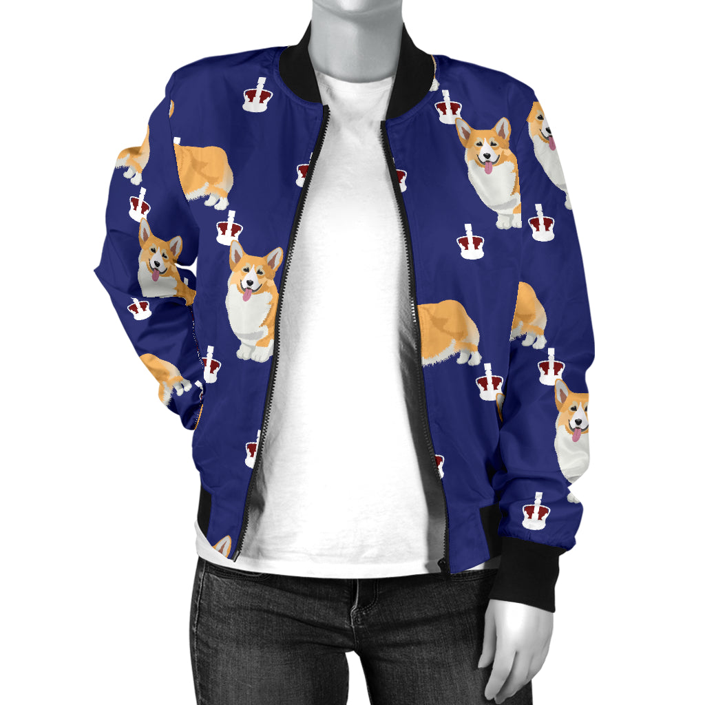 Pembroke Welsh Corgis Pattern Print Design A07 Women's Bomber Jacket