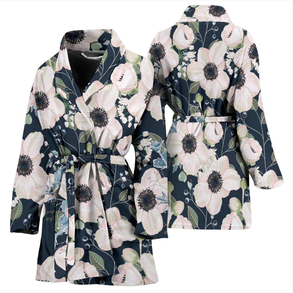 Anemone Pattern Print Design AM02 Women Bathrobe