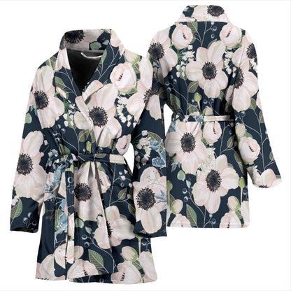 Anemone Pattern Print Design AM02 Women Bathrobe