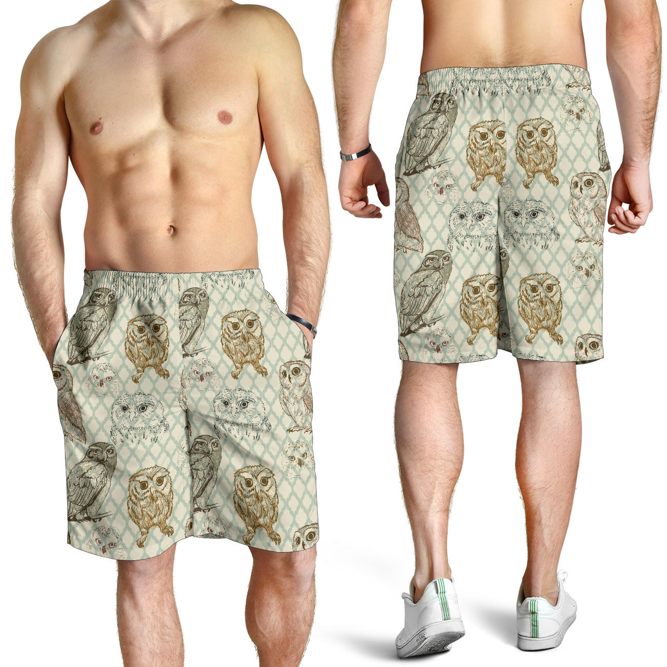Owl Pattern Print Design A03 Mens Shorts