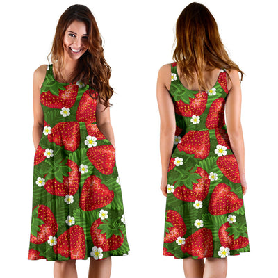 Strawberry Pattern Print Design SB05 Midi Dress