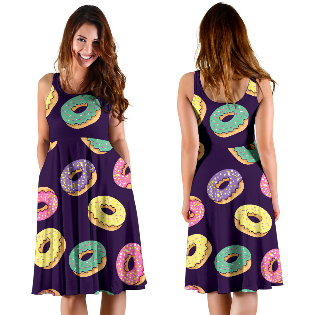 Donut Pattern Print Design DN08 Midi Dress