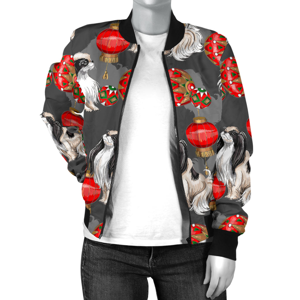 Japanese Chin Pattern Print Design 02 Women's Bomber Jacket