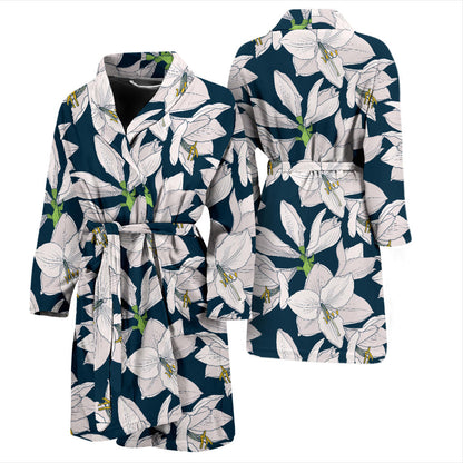 Amaryllis Pattern Print Design AL02 Men Bathrobe