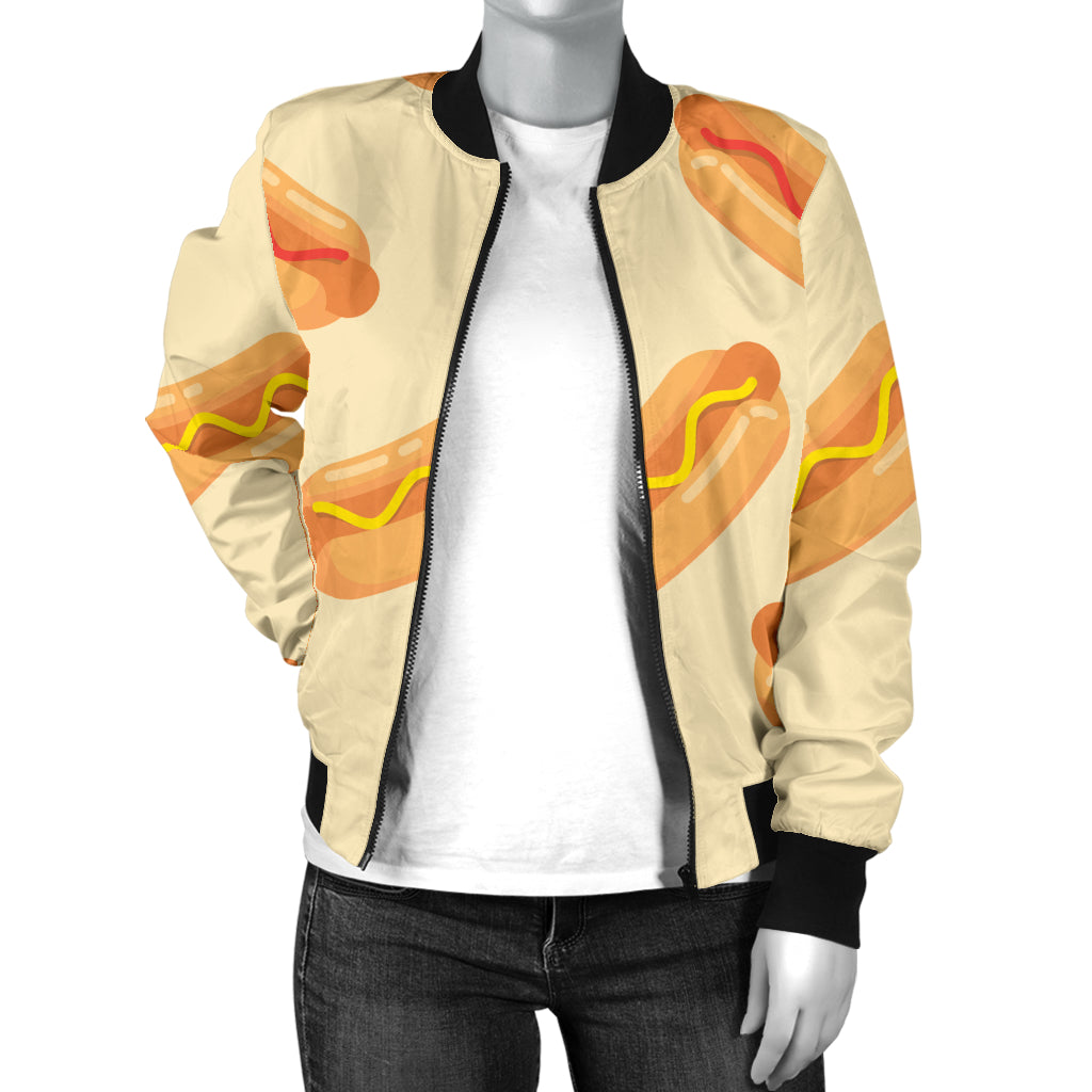 Hot Dog Pattern Print Design 05 Women's Bomber Jacket