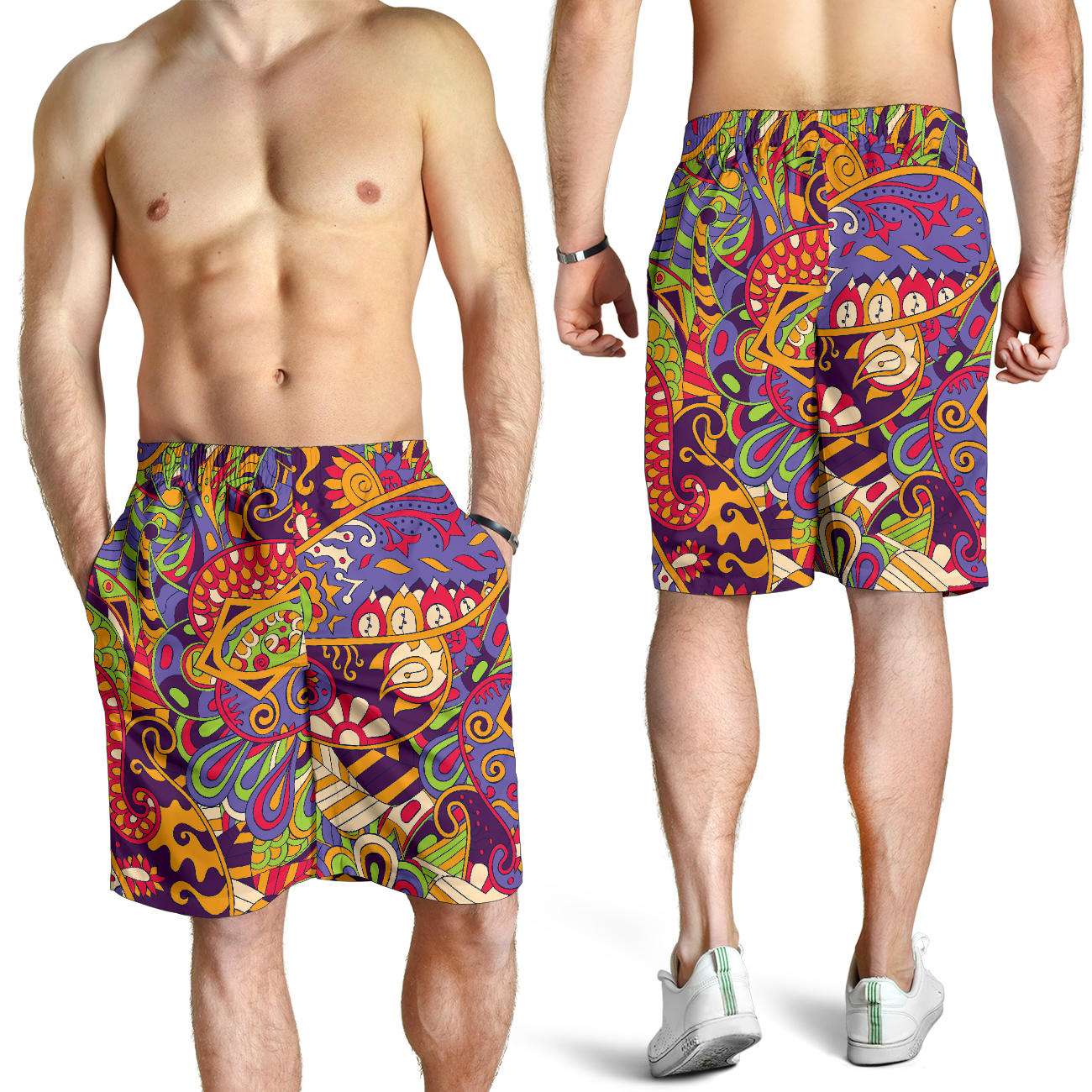 Funky Retro Pattern Print Design A04 Mens Shorts