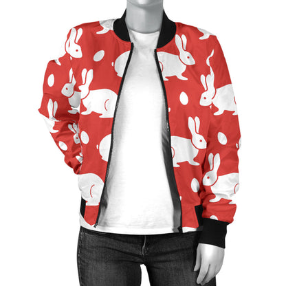 Rabbit Pattern Print Design RB017 Women Bomber Jacket