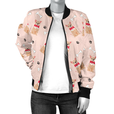 Chihuahua Pattern Print Design 04 Women's Bomber Jacket