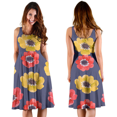 Anemone Pattern Print Design AM010 Midi Dress