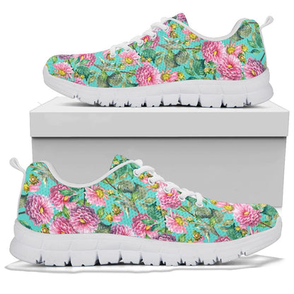 Dahlia Pattern Print Design DH07 Sneakers White Bottom Shoes