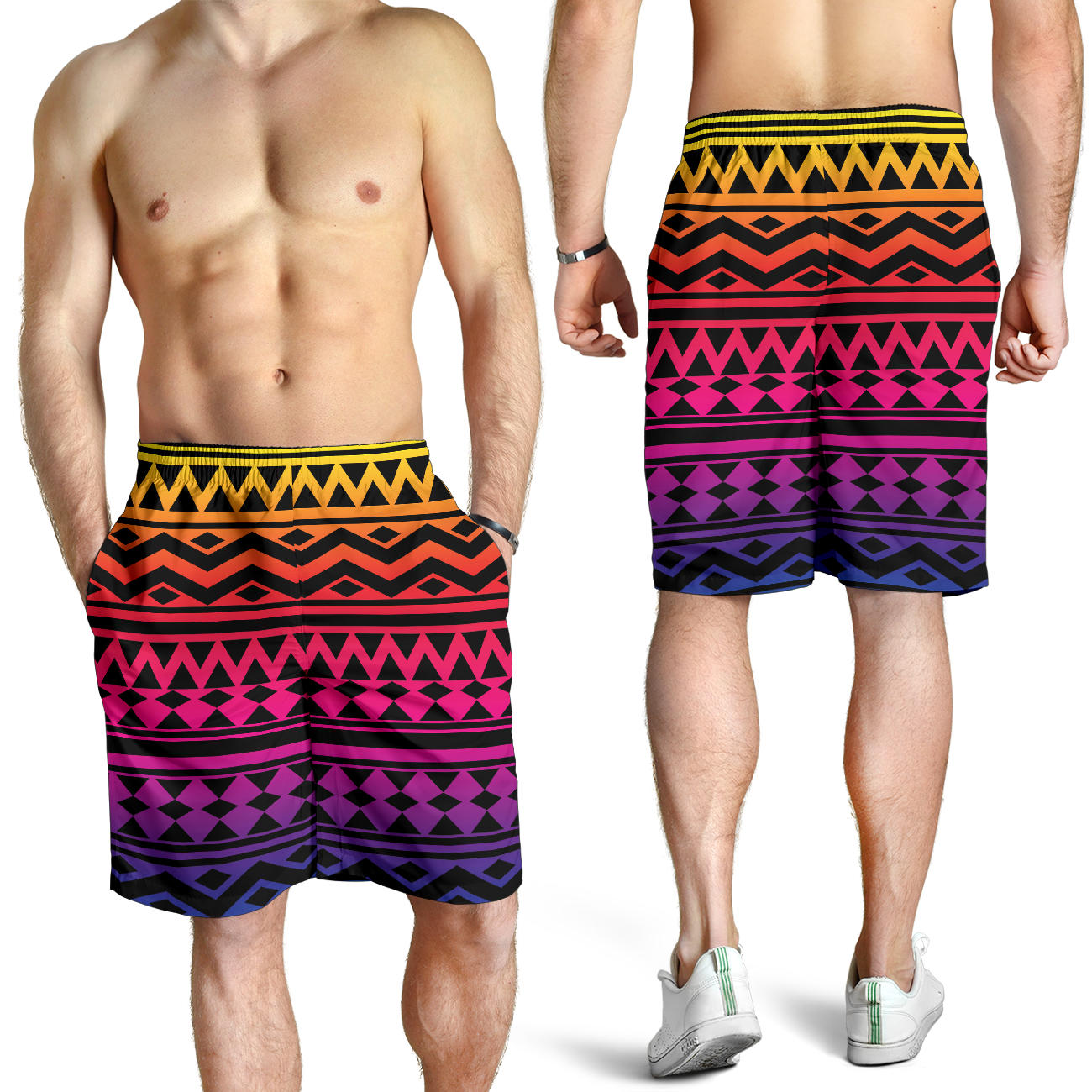 Rainbow Tribal Pattern Print Design A02 Mens Shorts