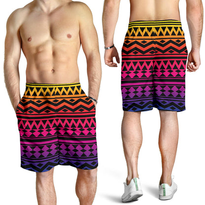 Rainbow Tribal Pattern Print Design A02 Mens Shorts