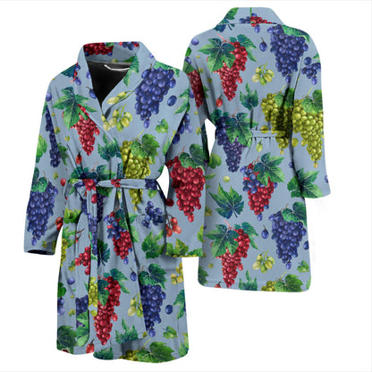 Grape Pattern Print Design GP06 Men Bathrobe