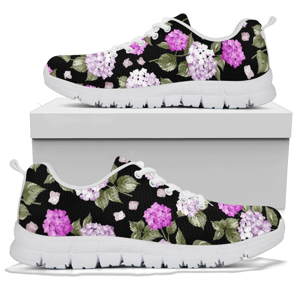 Hydrangea Pattern Print Design HD011 Sneakers White Bottom Shoes