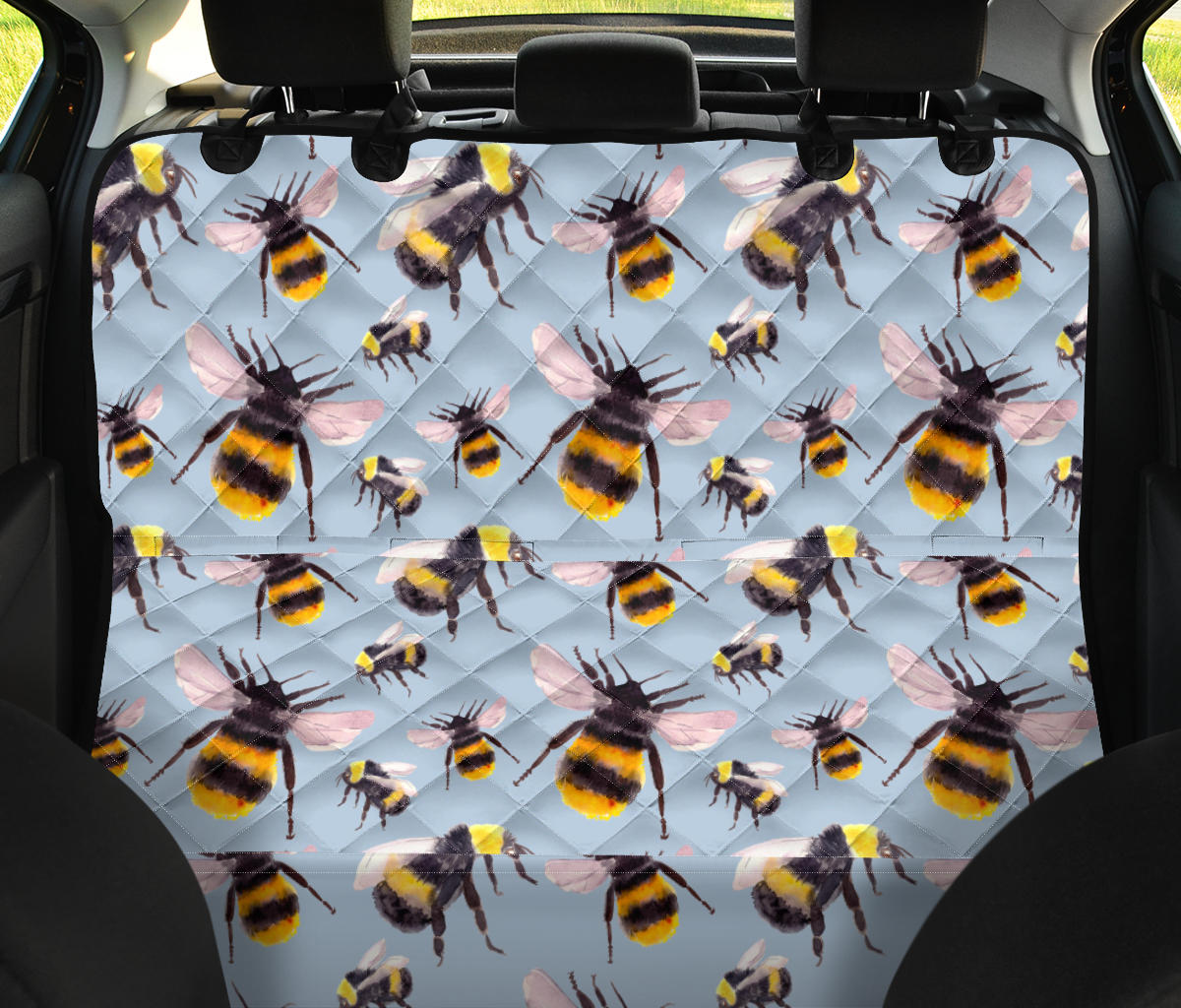 Bee Pattern Print Design BEE08 Rear Dog  Seat Cover