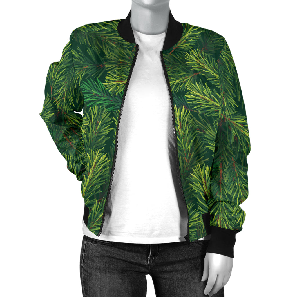 Christmas Tree Pattern Print Design 02 Women's Bomber Jacket