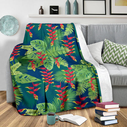 Heliconia Pattern Print Design HL08 Fleece Blanket