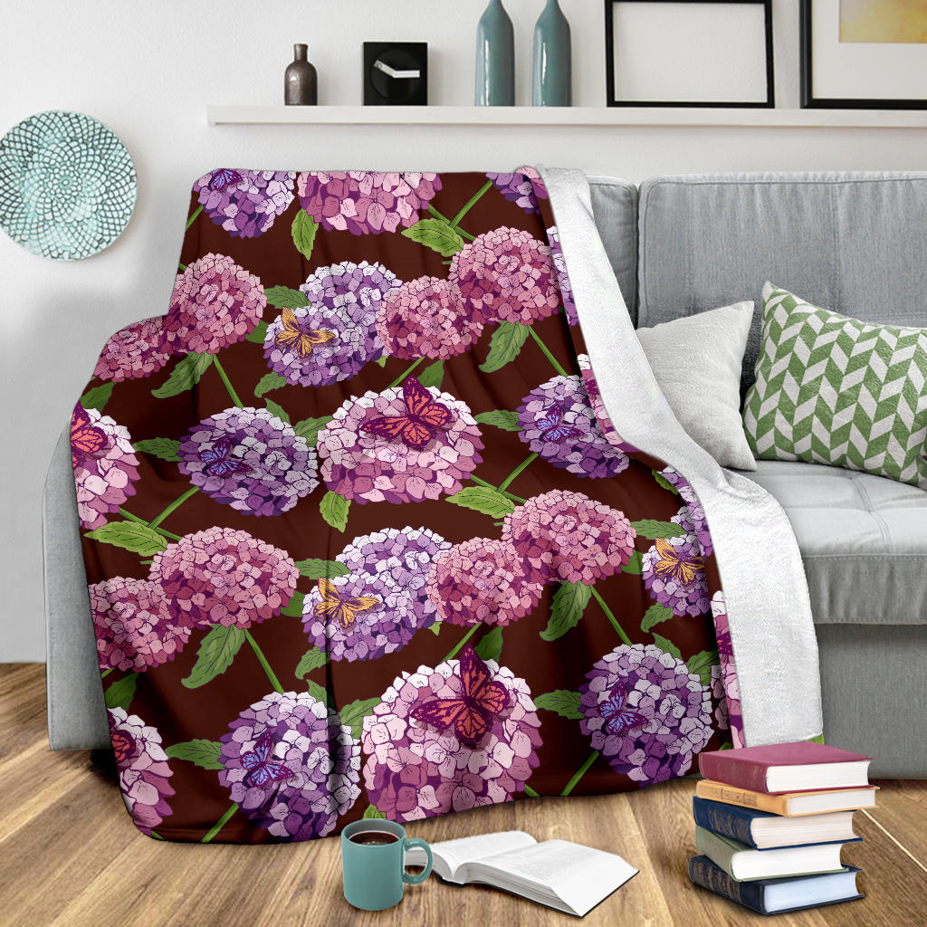 Hydrangea Pattern Print Design HD08 Fleece Blanket
