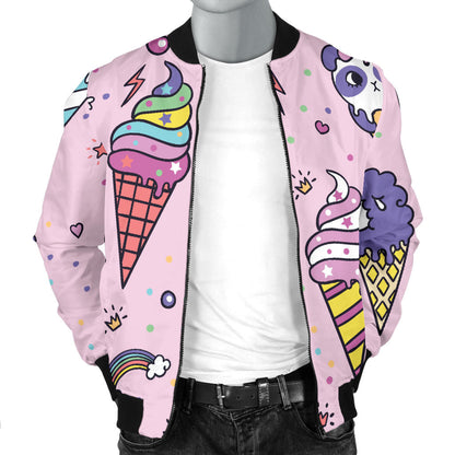 Ice Cream Pattern Print Design IC05 Men Bomber Jacket