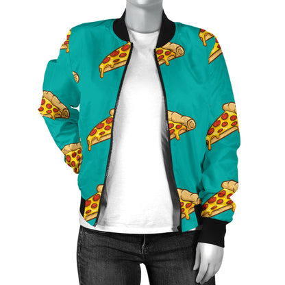 Pizza Pattern Print Design A03 Women's Bomber Jacket
