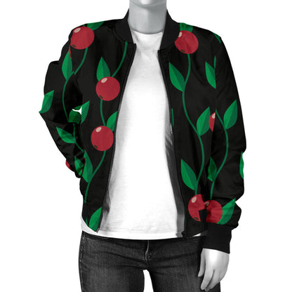 Cranberry Pattern Print Design CB01 Women Bomber Jacket