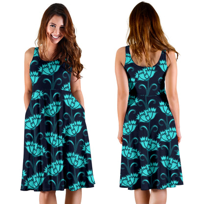 Carnations Pattern Print Design CN06 Midi Dress
