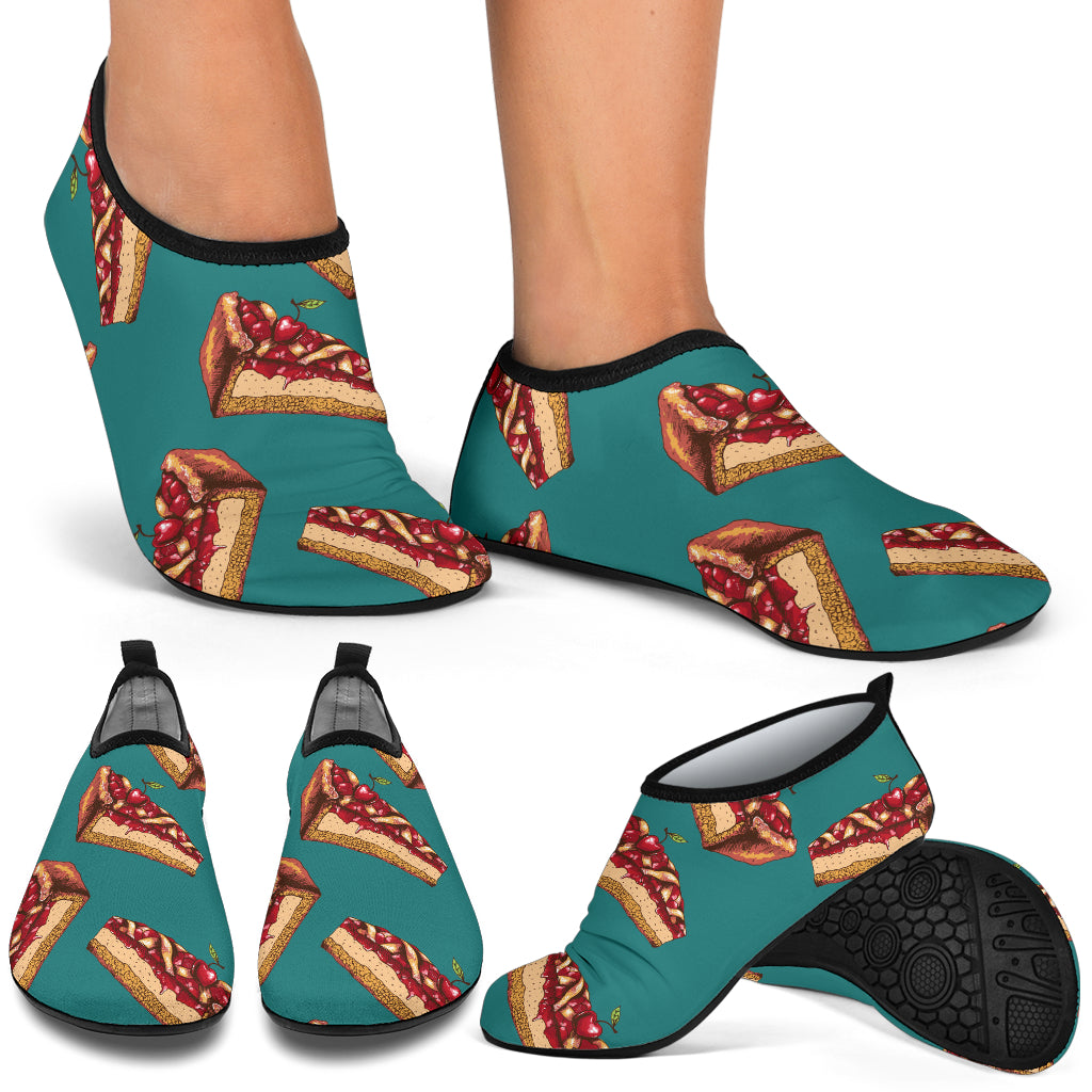 Cheesecake Cherry Pattern Print Design CK03 Aqua Water Shoes