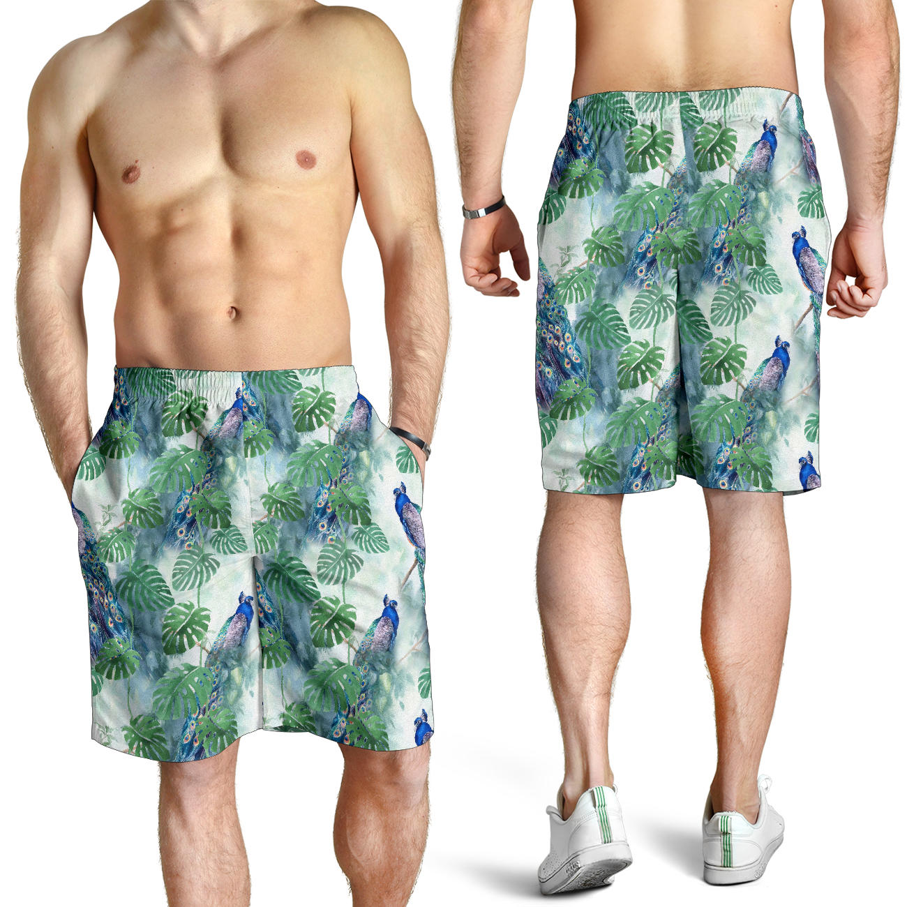 Peacock Pattern Print Design A02 Mens Shorts