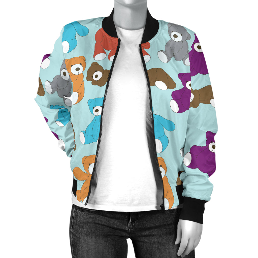 Bear Cute Pattern Print Design 03 Women's Bomber Jacket
