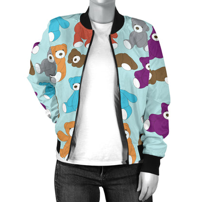 Bear Cute Pattern Print Design 03 Women's Bomber Jacket