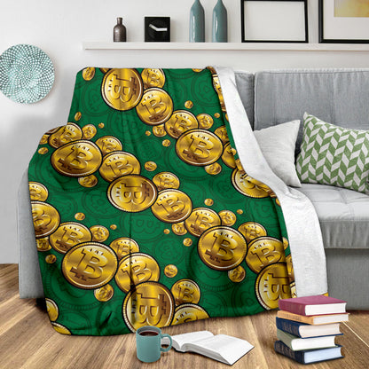 Bitcoin Pattern Print Design DO02 Fleece Blanket