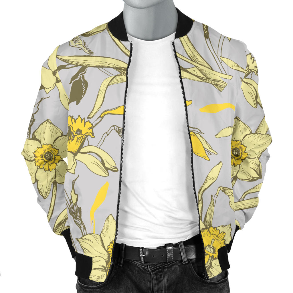 Daffodils Pattern Print Design DF05 Men Bomber Jacket