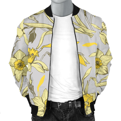 Daffodils Pattern Print Design DF05 Men Bomber Jacket