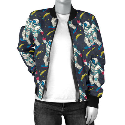 Astronaut Pattern Print Design 04 Women's Bomber Jacket
