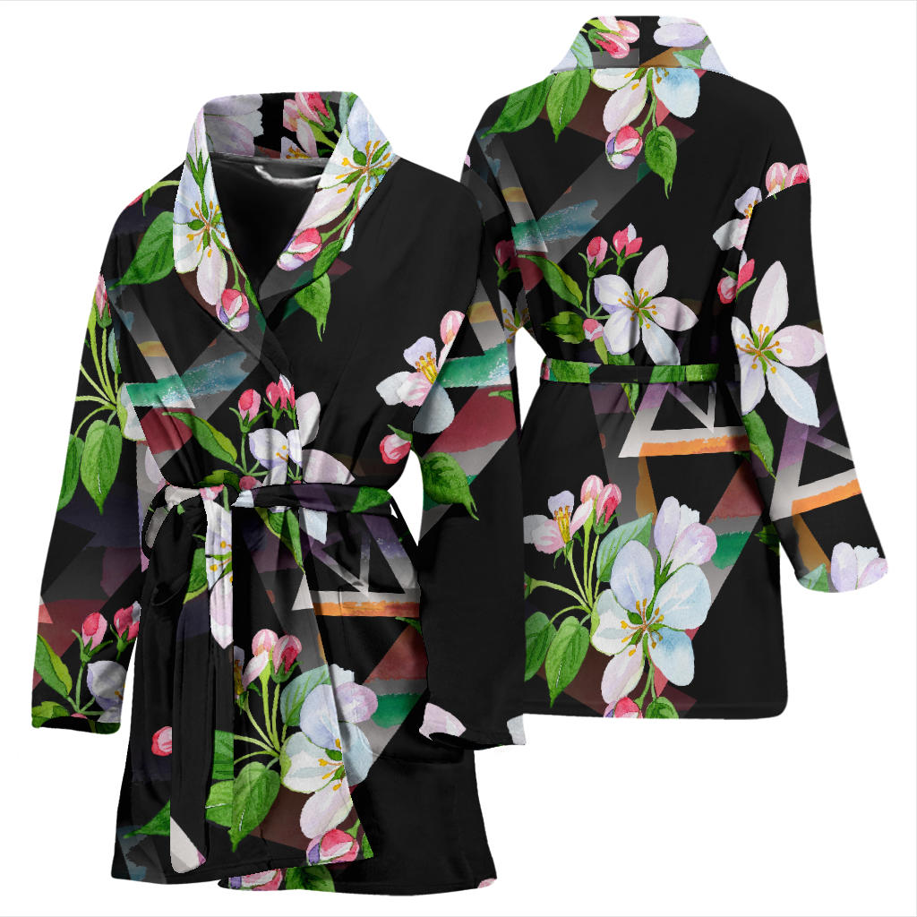 Apple Blossom Pattern Print Design AB07 Women Bathrobe