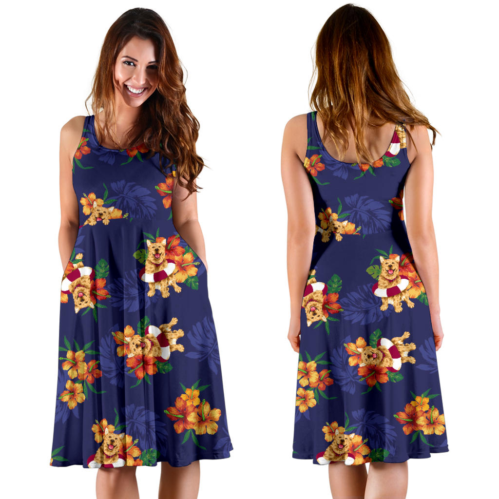 Hawaiian Themed Pattern Print Design H02 Midi Dress