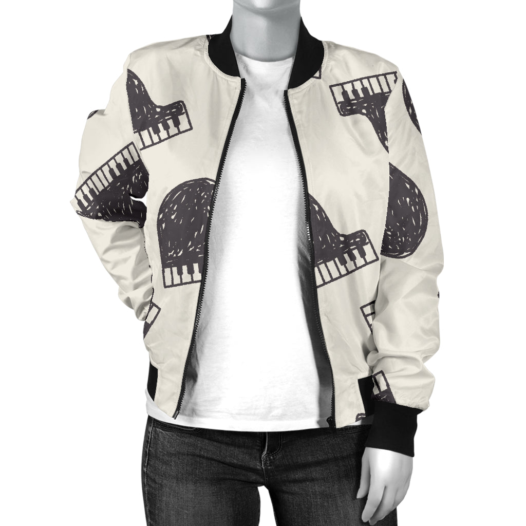 Piano Pattern Print Design 04 Women's Bomber Jacket