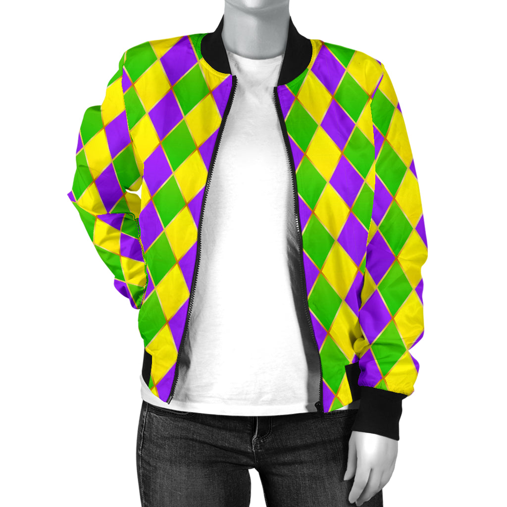 Mardi Gras Pattern Print Design 01 Women's Bomber Jacket