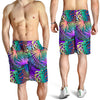 Neon Flower Tropical Palm Leaves Mens Shorts