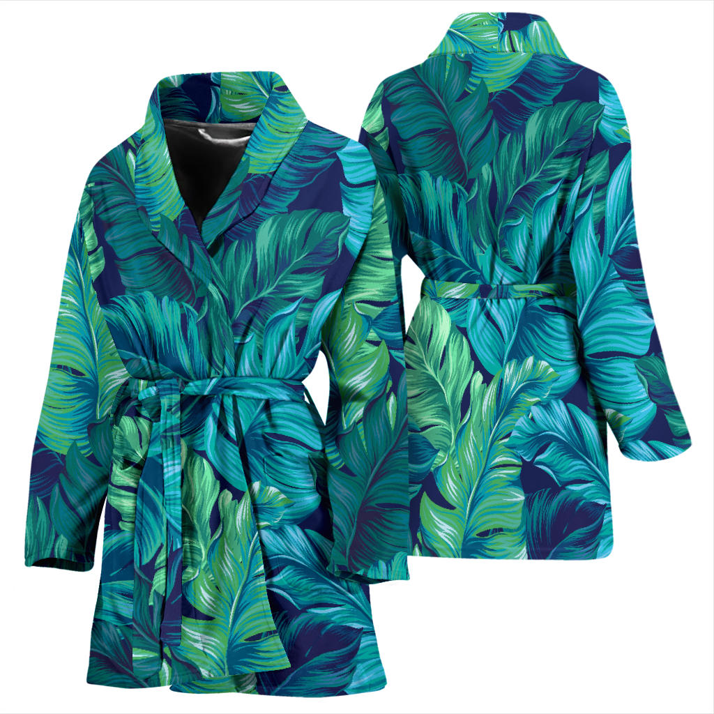Banana Leaf Pattern Print Design BL05 Women Bathrobe