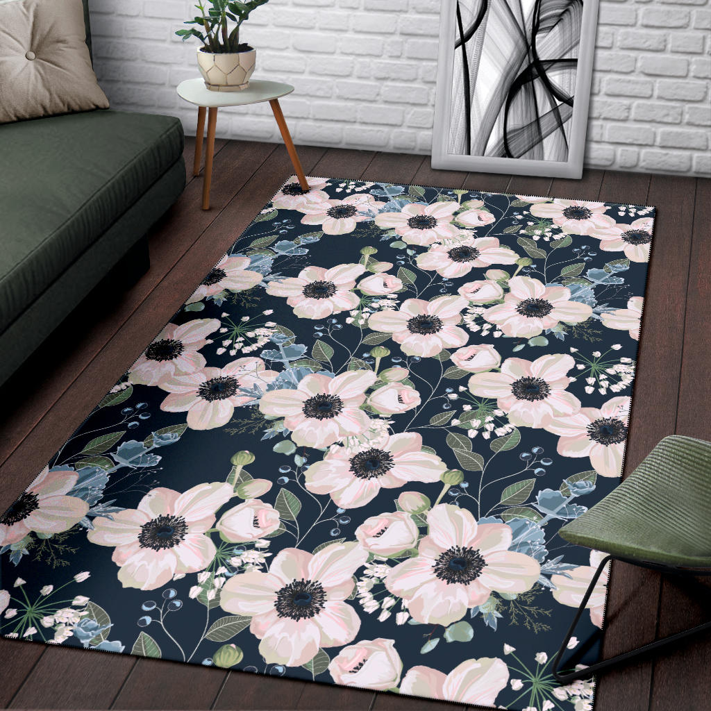 Anemone Pattern Print Design AM02 Area Rugs