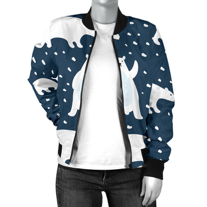 Polar Bear Pattern Print Design A02 Women's Bomber Jacket